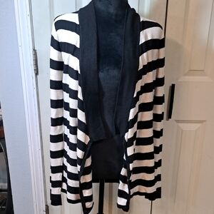 White House Black Market Black and White Striped Cardigan
